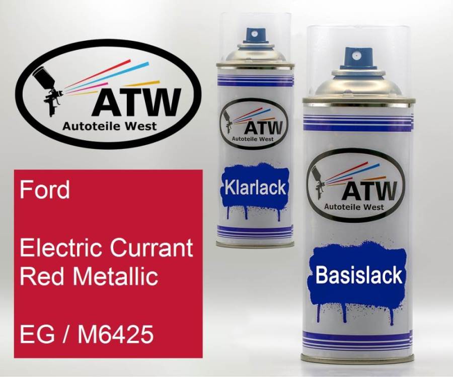 Ford, Electric Currant Red Metallic, EG / M6425: 400ml Sprühdose + 400ml Klarlack - Set, von ATW Autoteile West.
